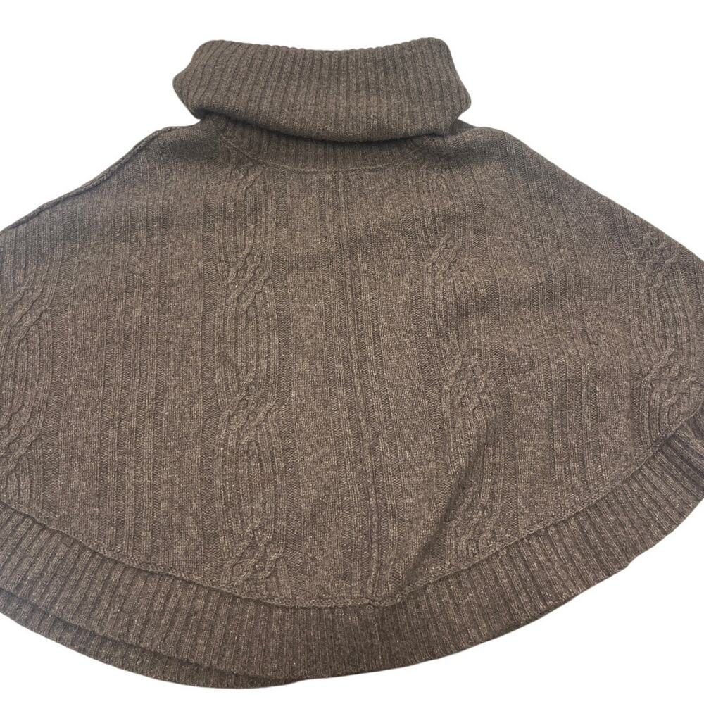 AllSaints Brown Knit Poncho Button Detail Size 2 Wool Blend